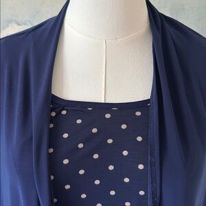 PS Naïf Navy Polka Dot Dress with Draped Cardigan